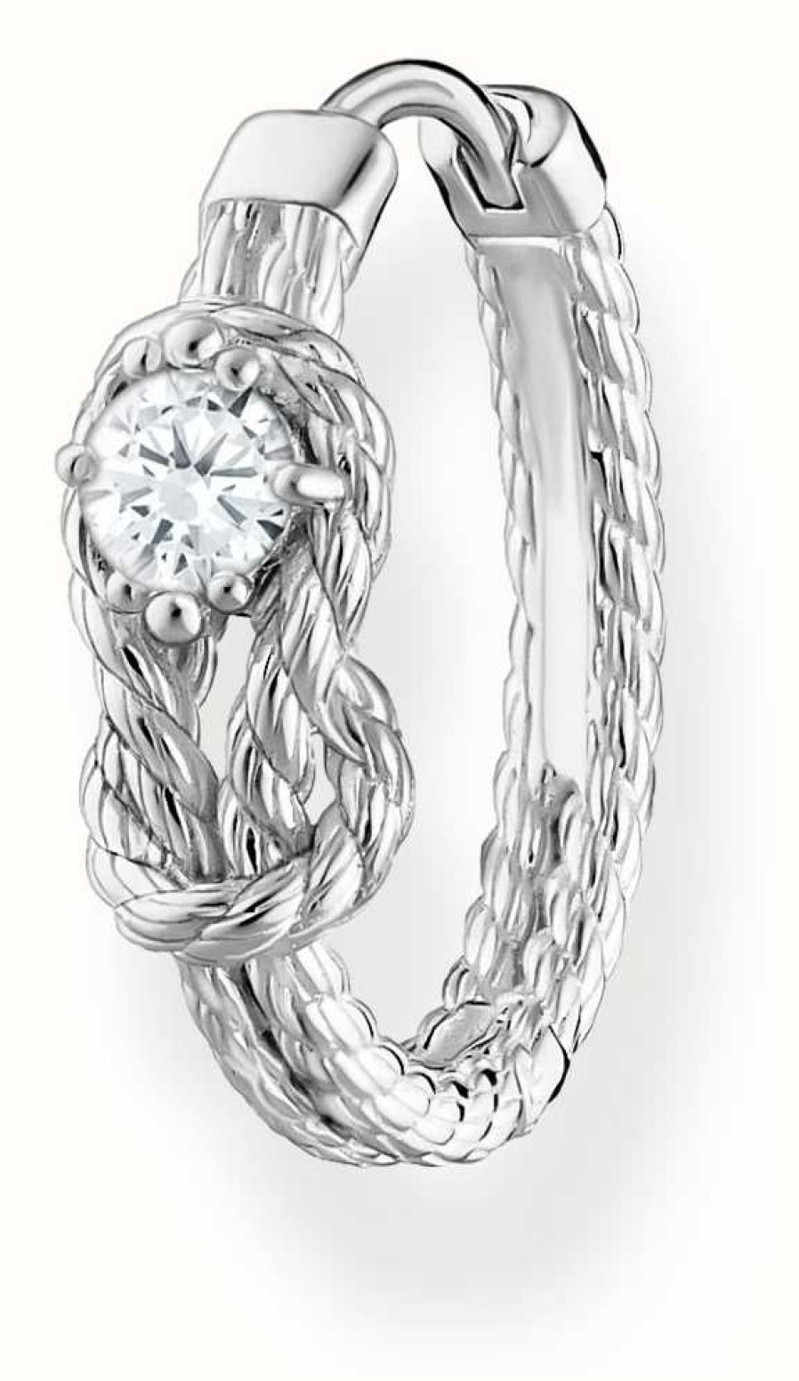 Jewelry Thomas Sabo Jewellery | Thomas Sabo Sterling Silver Crystal Set Knot Detail Single Hoop Earring