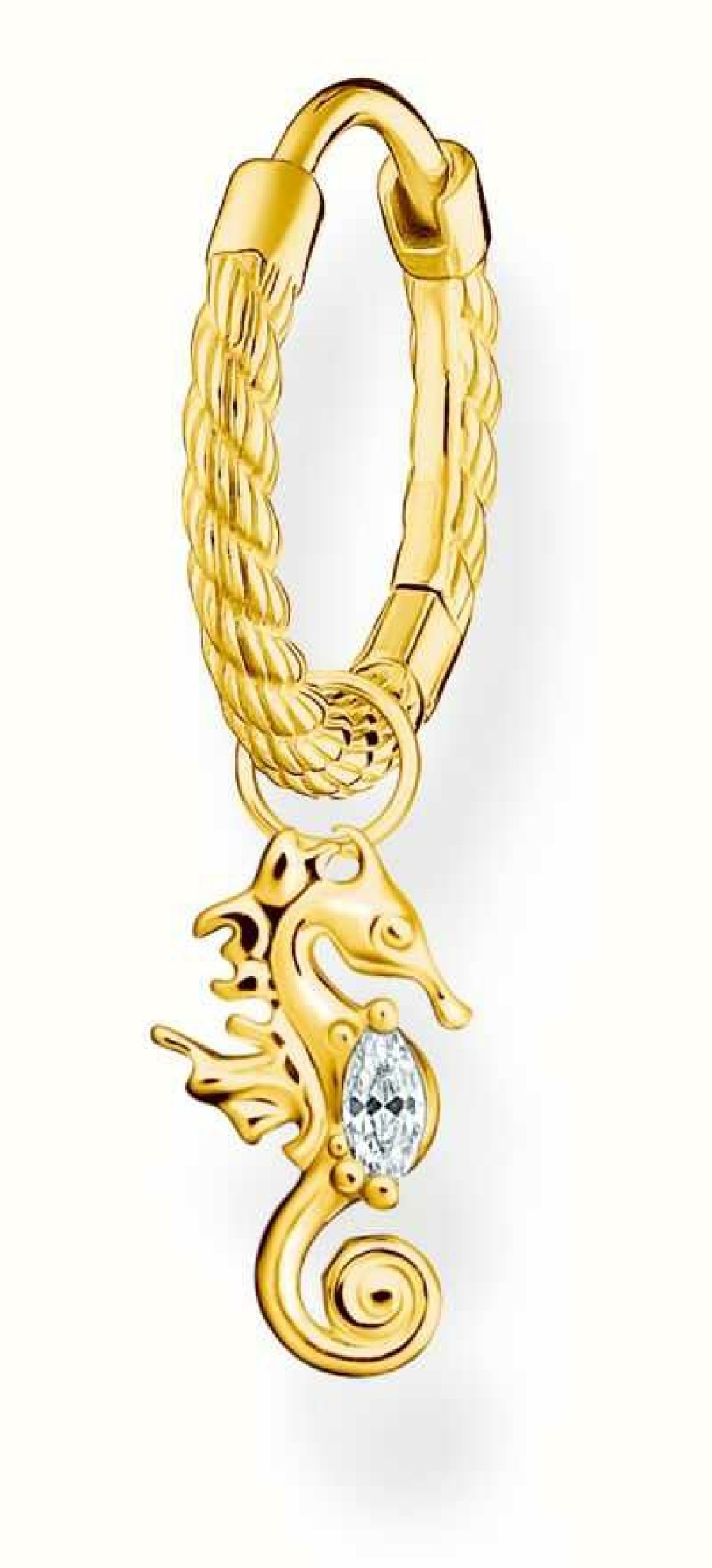 Jewelry Thomas Sabo Jewellery | Thomas Sabo Gold Plated Crystal Set Seahorse Pendant Single Hoop Earring