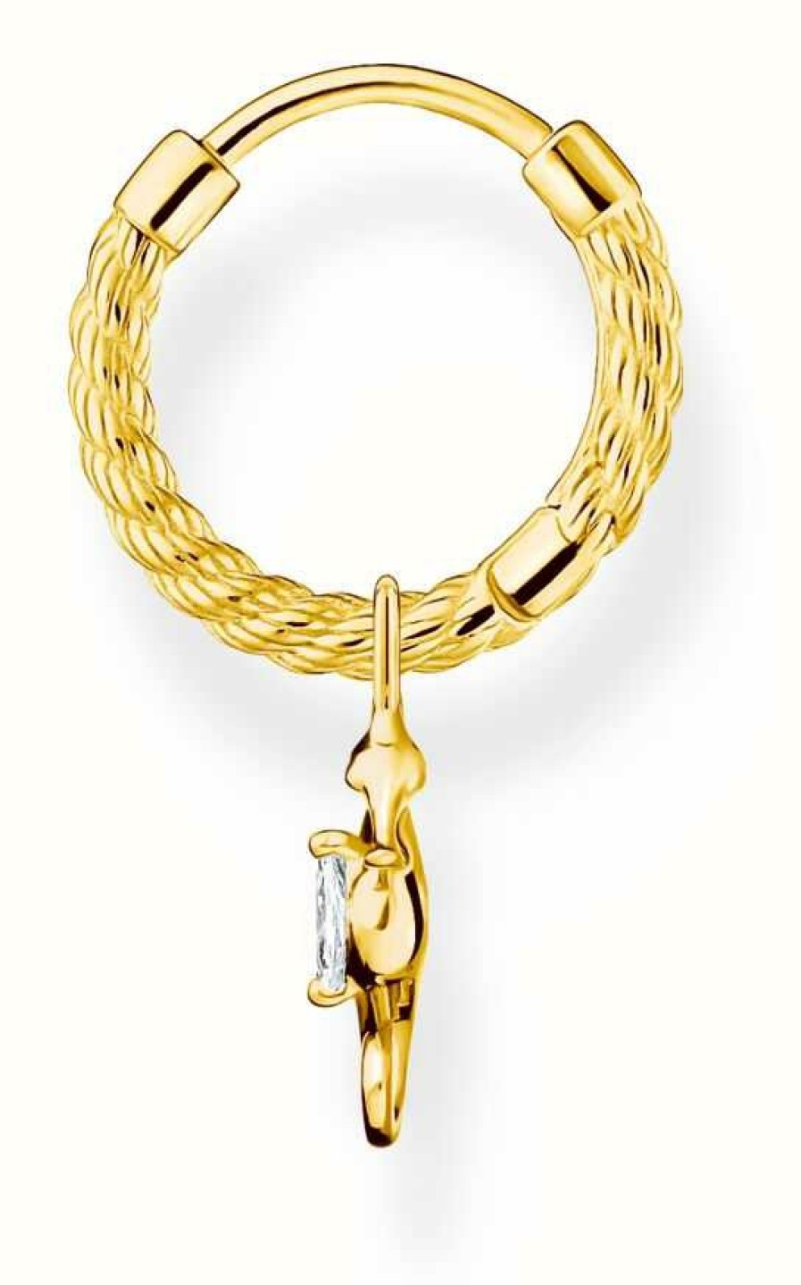 Jewelry Thomas Sabo Jewellery | Thomas Sabo Gold Plated Crystal Set Seahorse Pendant Single Hoop Earring