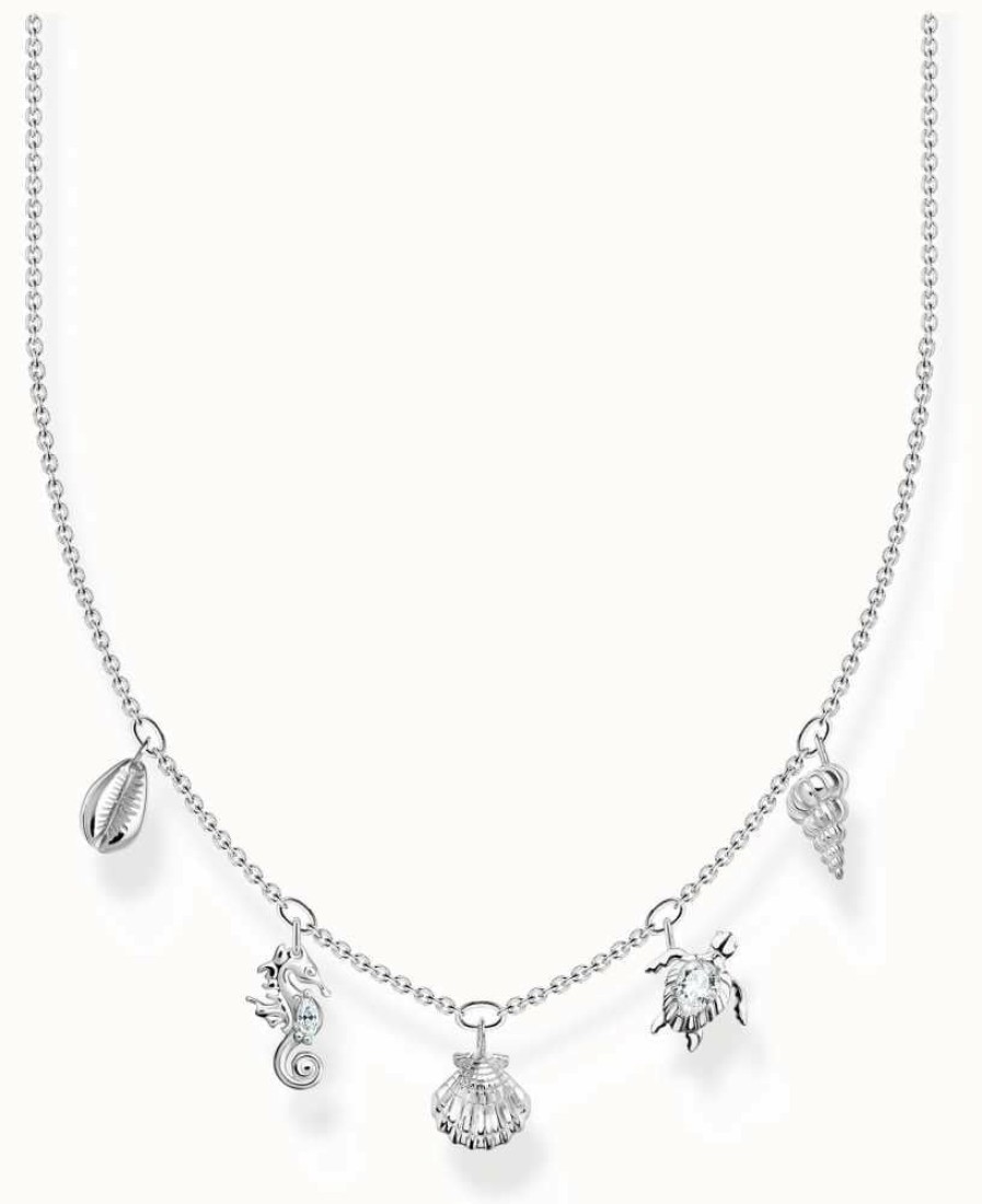 Jewelry Thomas Sabo Jewellery | Thomas Sabo Sterling Silver Crystal Set Sea Life Charm Necklace