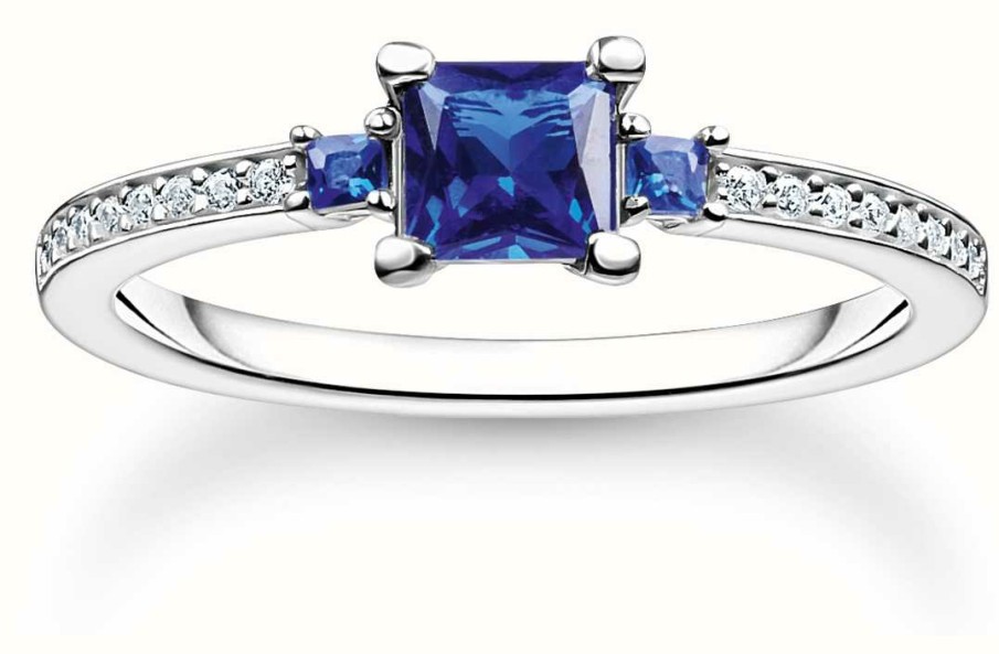 Jewelry Thomas Sabo Jewellery | Thomas Sabo Charm Club | Charming Ring | Blue Stones | Uk O 1/2 / 56