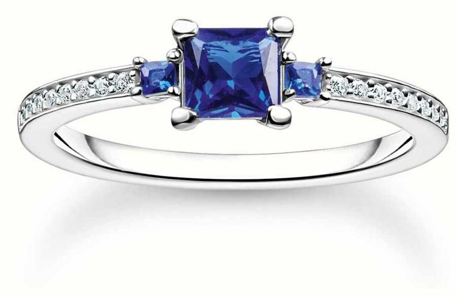 Jewelry Thomas Sabo Jewellery | Thomas Sabo Charm Club | Charming Ring | Blue Stones | Uk Q 1/2 / 58