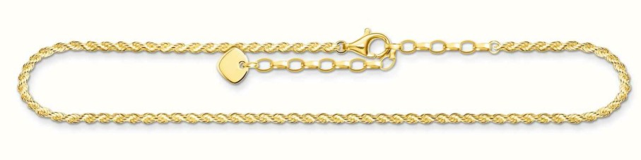 Jewelry Thomas Sabo Jewellery | Thomas Sabo Yellow Gold Plated Cord Anklet 22-27Cm