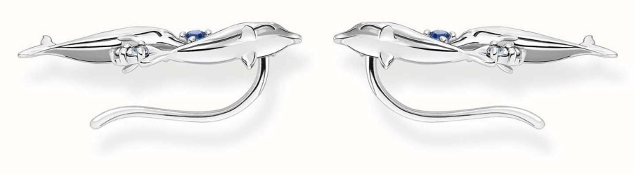 Jewelry Thomas Sabo Jewellery | Thomas Sabo Sterling Silver Ear Climber Dolphin Earrings