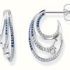 Jewelry Thomas Sabo Jewellery | Thomas Sabo Wave Blue Stone Sterling Silver Hoop Earrings