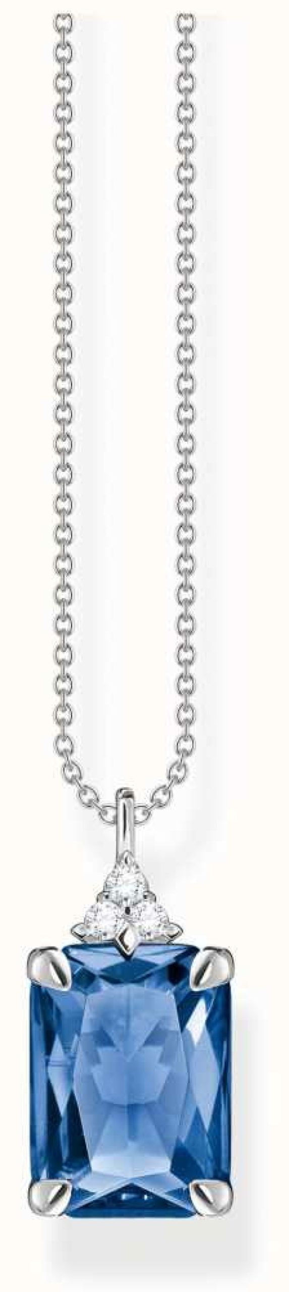 Jewelry Thomas Sabo Jewellery | Thomas Sabo Sterling Silver Blue Stone Necklace 40-45Cm