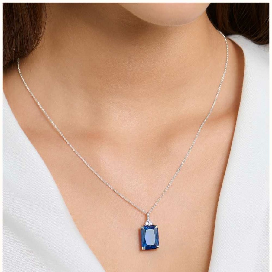 Jewelry Thomas Sabo Jewellery | Thomas Sabo Sterling Silver Blue Stone Necklace 40-45Cm