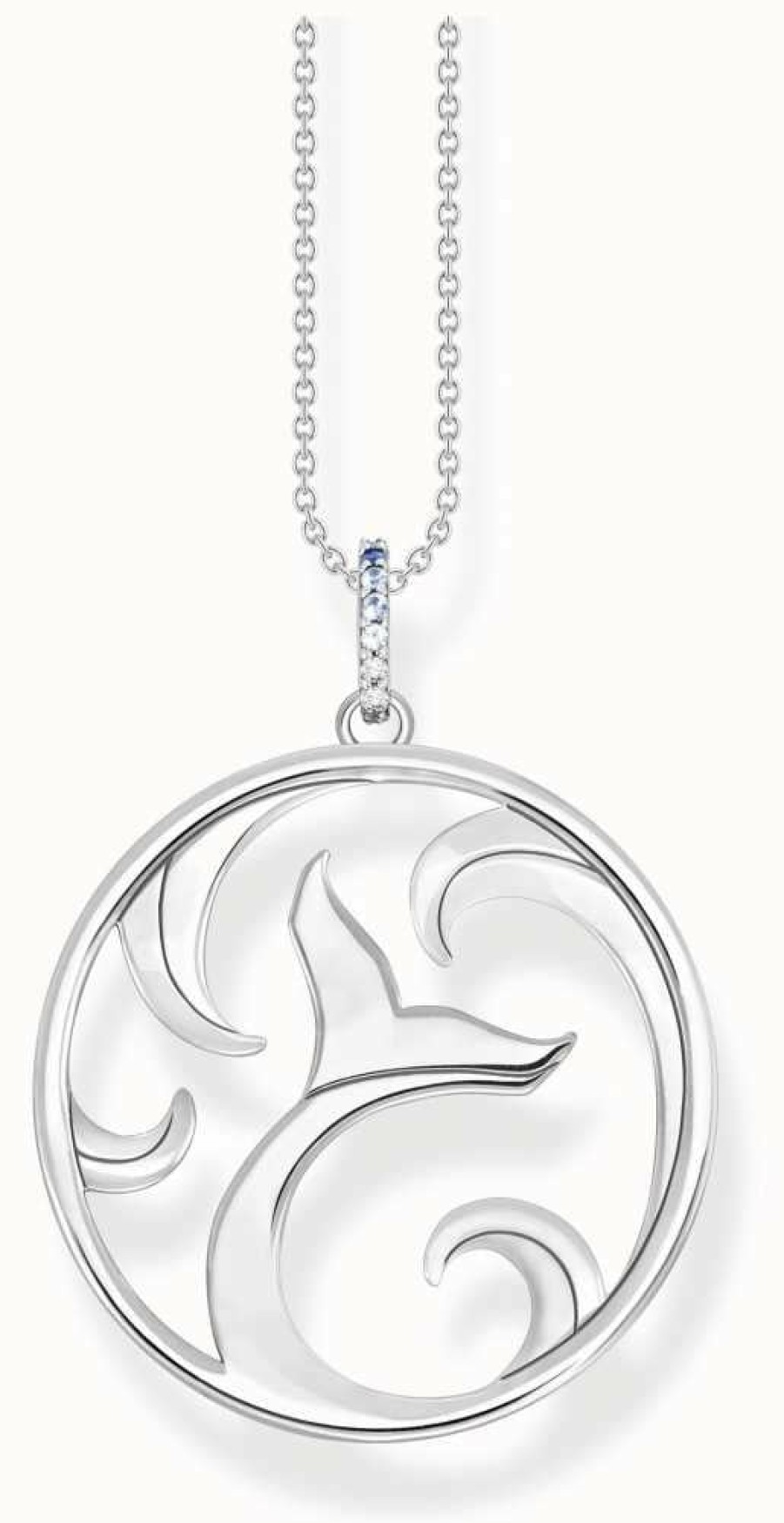 Jewelry Thomas Sabo Jewellery | Thomas Sabo Sterling Silver Tail Fin And Wave Blue Cubic Zirconia Necklace