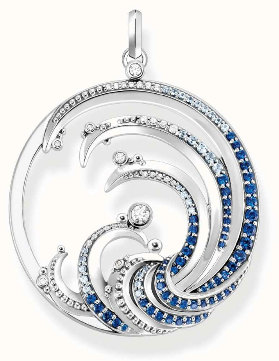 Jewelry Thomas Sabo Jewellery | Thomas Sabo Wave Sterling Silver Blue Stones Pendant