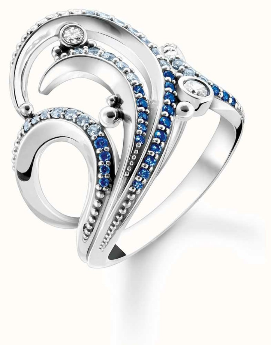 Jewelry Thomas Sabo Jewellery | Thomas Sabo | Blue Stones Wave Ring | I 1/2 / 48