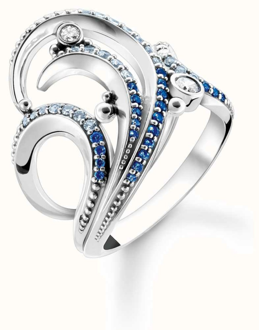 Jewelry Thomas Sabo Jewellery | Thomas Sabo | Blue Stones Wave Ring | K / 50