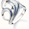 Jewelry Thomas Sabo Jewellery | Thomas Sabo | Blue Stones Wave Ring | N / 54