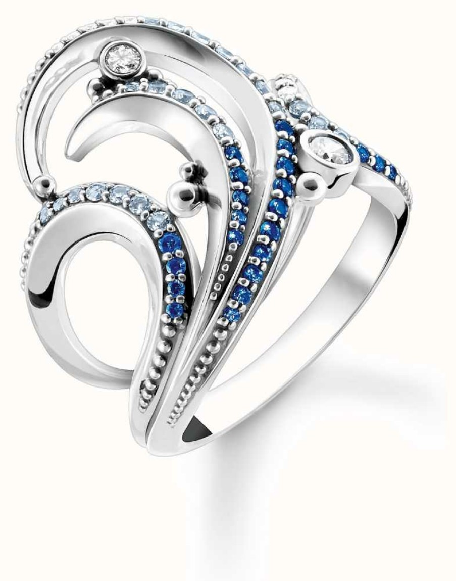 Jewelry Thomas Sabo Jewellery | Thomas Sabo | Blue Stones Wave Ring | N / 54