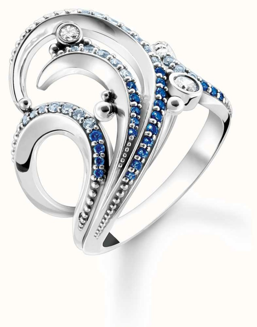 Jewelry Thomas Sabo Jewellery | Thomas Sabo | Blue Stones Wave Ring | O 1/2 - P / 56