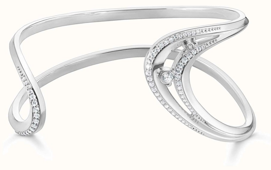 Jewelry Thomas Sabo Jewellery | Thomas Sabo Sterling Silver Cubic Zirconia Wave Bangle 16Cm