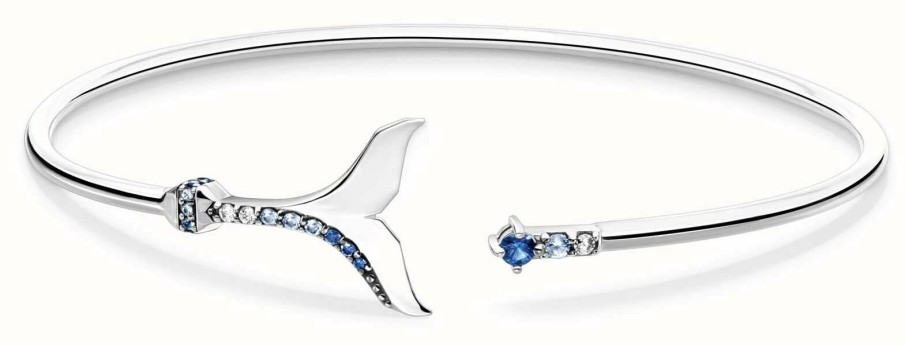 Jewelry Thomas Sabo Jewellery | Thomas Sabo Dolphin Tail Fin Blue Stones Sterling Silver Bangle 17Cm