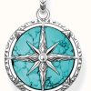 Jewelry Thomas Sabo Jewellery | Thomas Sabo Imitation Turquoise Silver Compass Pendant