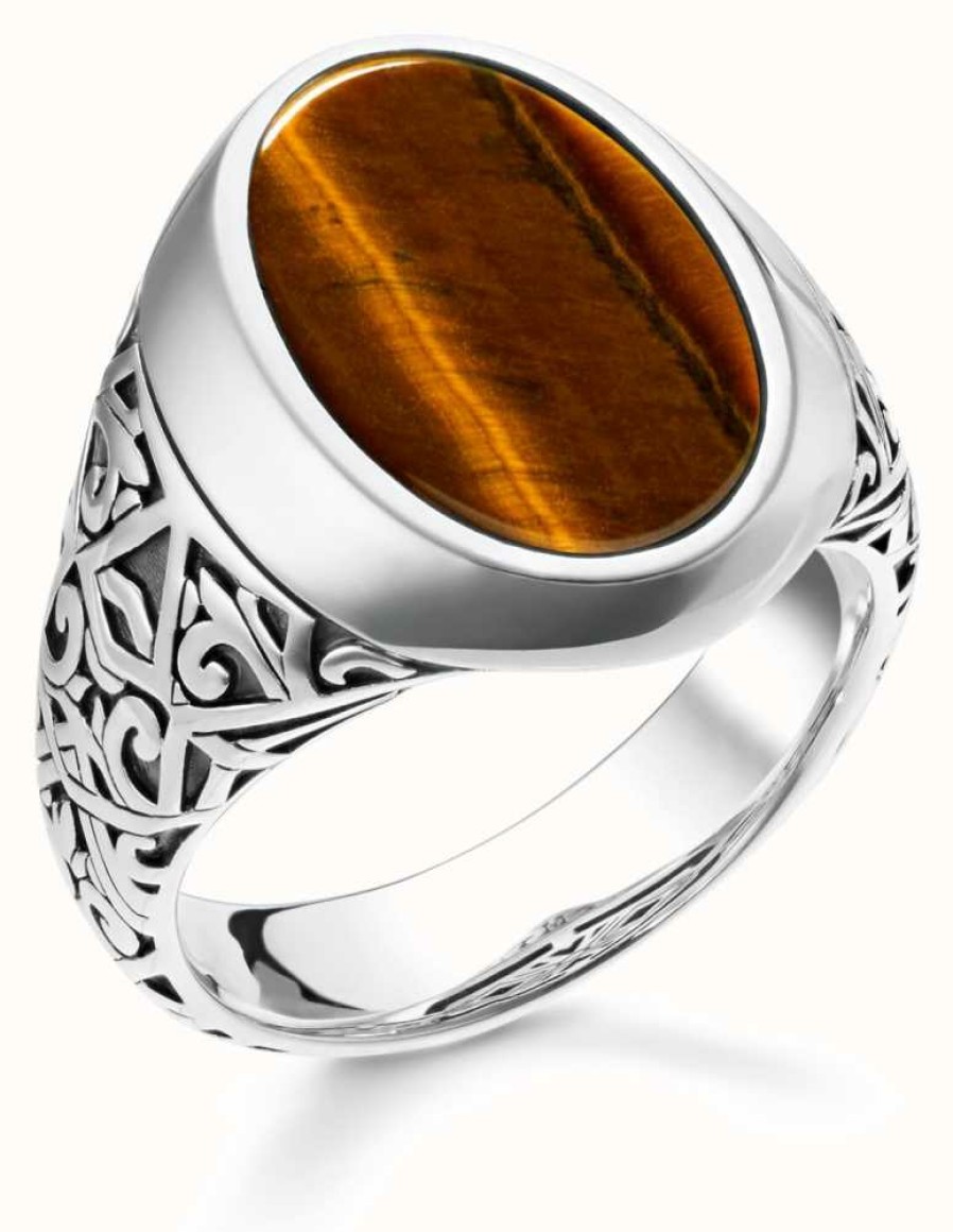 Jewelry Thomas Sabo Jewellery | Thomas Sabo | Rebel At Heart | Tiger'S Eye Signet Ring | S - S 1/2 / 60