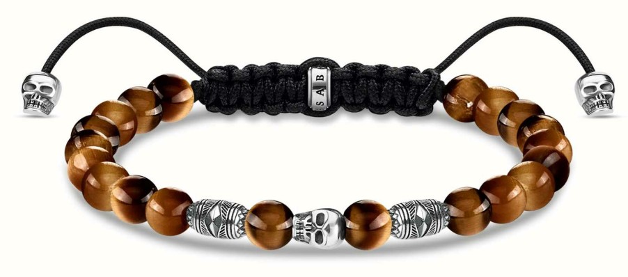 Jewelry Thomas Sabo Jewellery | Thomas Sabo Rebel At Heart | Beaded Bracelet | Sterling Silver And Tiger'S Eye | 22Cm