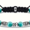 Jewelry Thomas Sabo Jewellery | Thomas Sabo Rebel At Heart | Turquoise Beaded Skull Bracelet | 22Cm