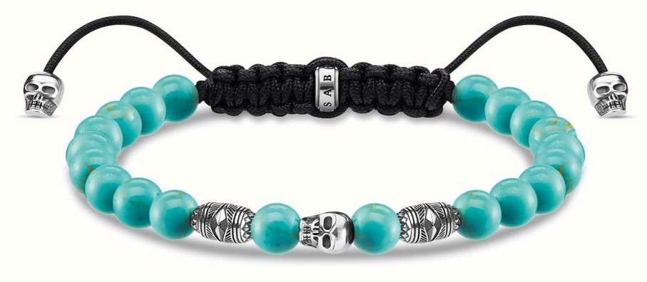 Jewelry Thomas Sabo Jewellery | Thomas Sabo Rebel At Heart | Turquoise Beaded Skull Bracelet | 22Cm