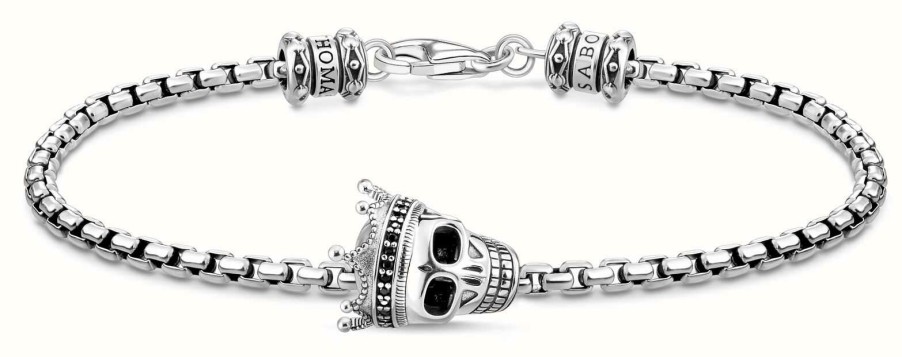 Jewelry Thomas Sabo Jewellery | Thomas Sabo Venetian Skull Crown Sterling Silver Bracelet 16Cm