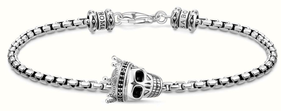 Jewelry Thomas Sabo Jewellery | Thomas Sabo Venetian Skull Crown Sterling Silver Bracelet 17.5Cm