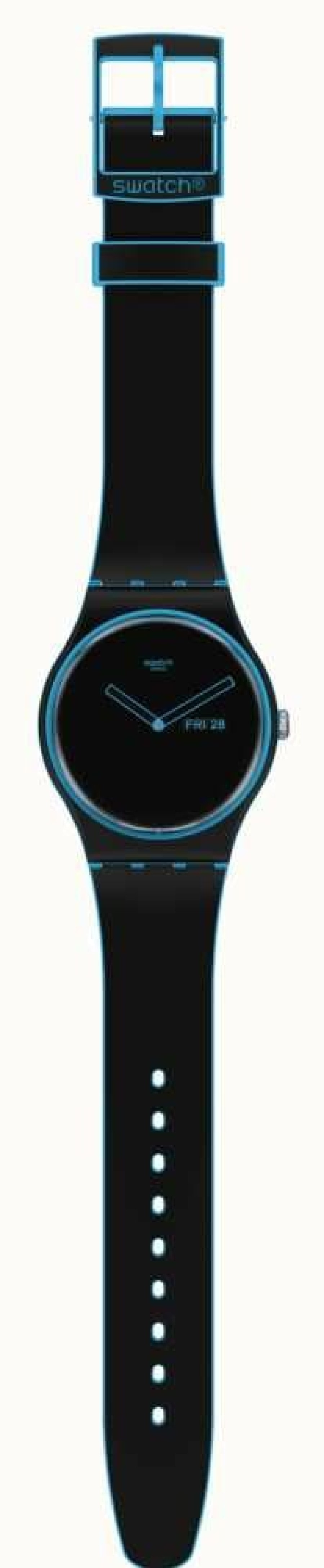 Men'S Swatch | Swatch Minimal Line Blue Black And Blue Watch