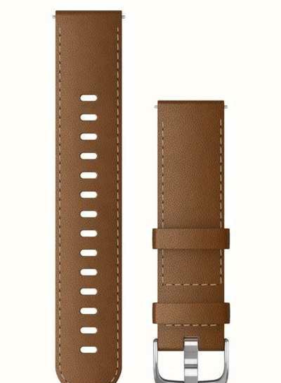 Men'S Garmin | Garmin Quick Release Strap (22Mm) Brown Leather / Silver Hardware - Strap Only