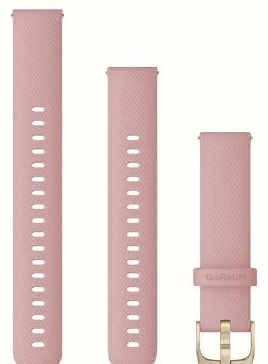 Men'S Garmin | Garmin Quick Release Strap (18Mm) Dust Rose Silicone / Light Gold Hardware - Strap Only