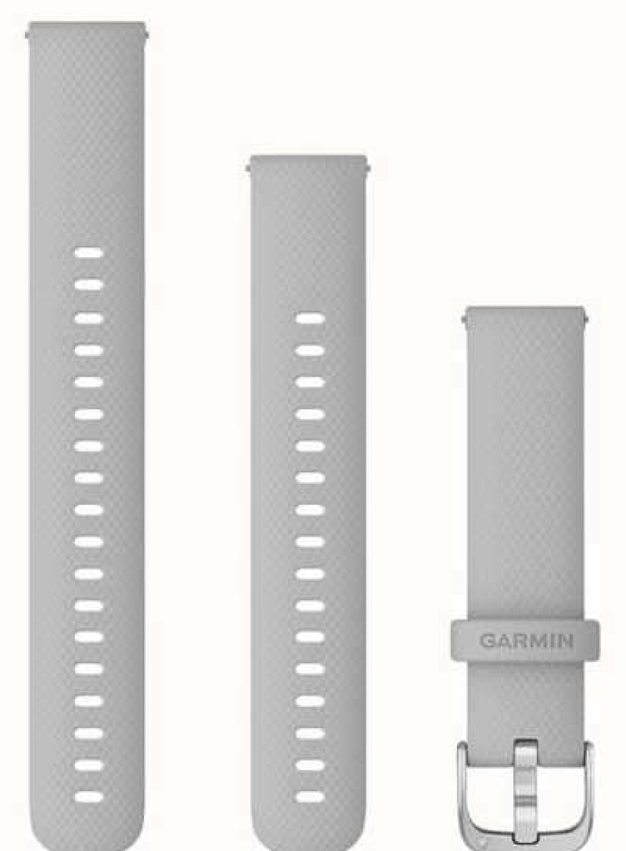 Men'S Garmin | Garmin Quick Release Strap (18Mm) Mist Grey Silicone / Silver Hardware - Strap Only