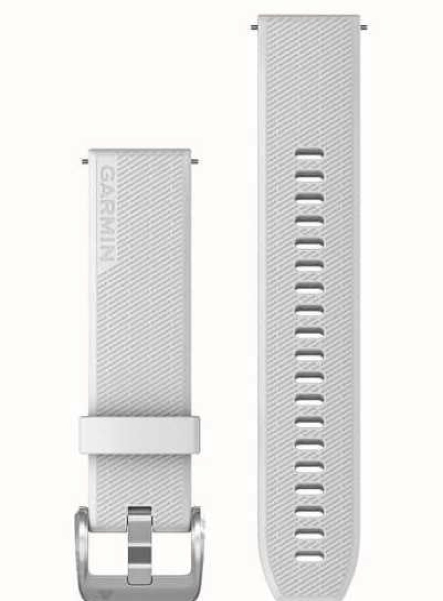 Men'S Garmin | Garmin Quick Release Strap (20Mm) White Silicone / Polished Silver Hardware - Strap Only