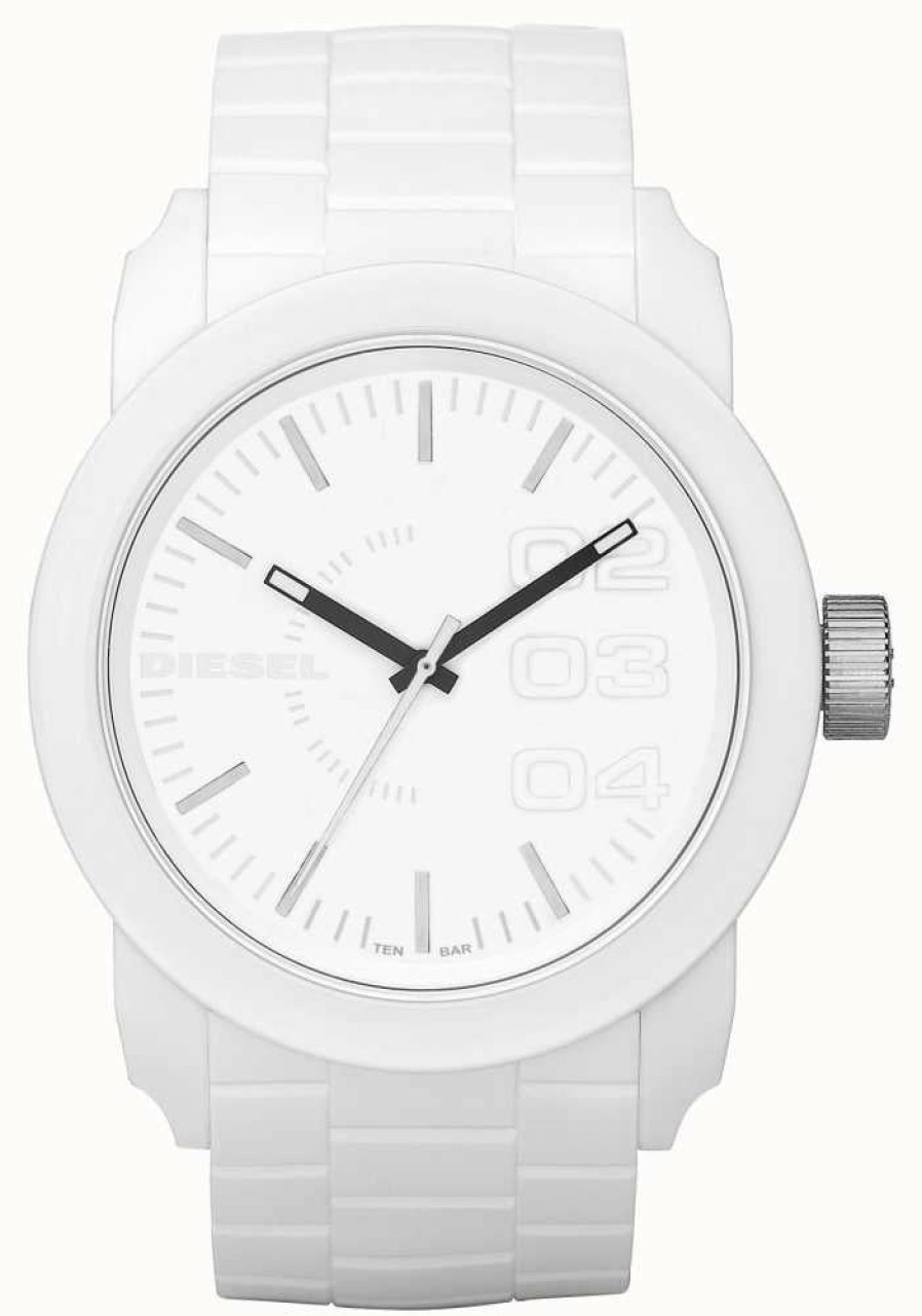 Men'S Diesel | Diesel Unisex Double Down Monochrome White Dial Watch