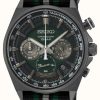 Men'S Seiko | Seiko Men'S Chronograph Watch Green Dial Black And Green Strap