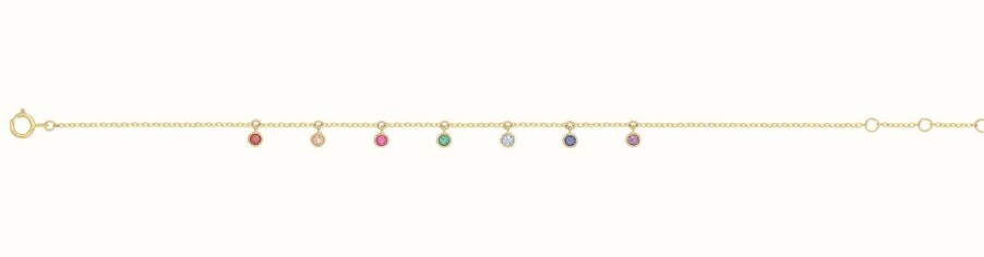 Jewelry James Moore | James Moore Th Womans | 9Ct Yellow Gold | Rainbow | Cz Drop Bracelet