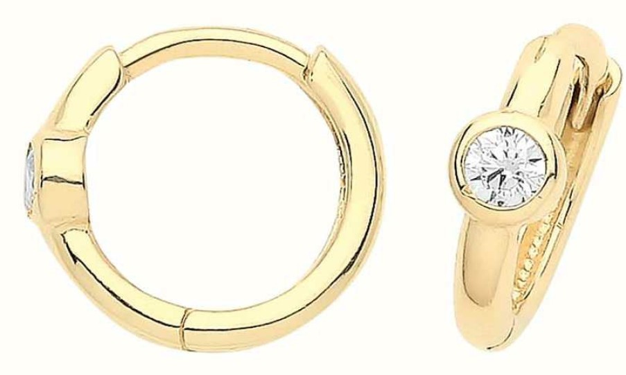 Jewelry James Moore | James Moore Th Womans | 9Ct Yellow Gold | Cz | Clicker Hoops