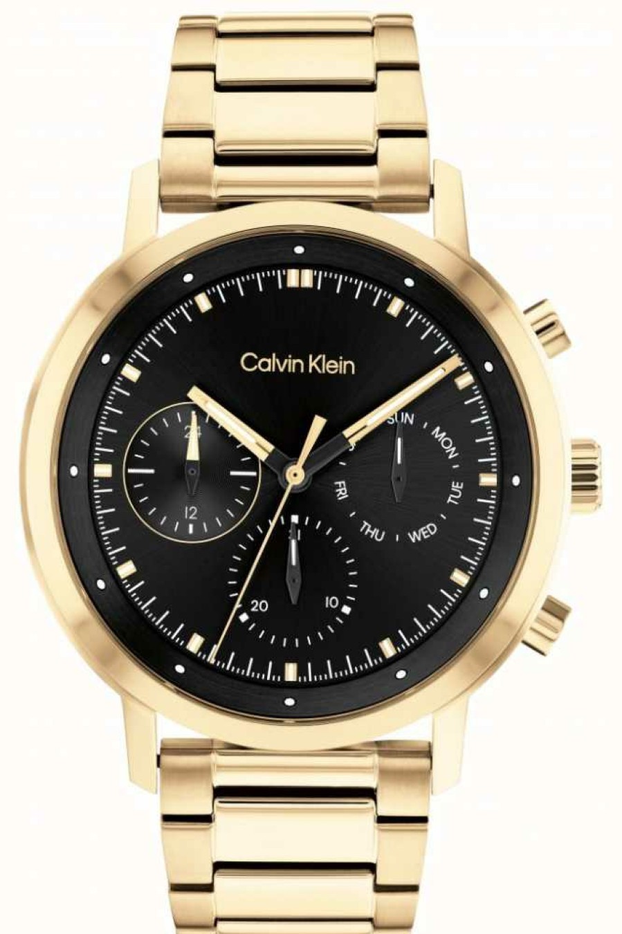 Men'S Calvin Klein | Calvin Klein Black Dial | Gold Pvd Steel Bracelet