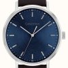 Men'S Calvin Klein | Calvin Klein Men'S Sunray Blue Dial | Brown Leather Strap