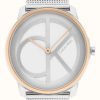 Men'S Calvin Klein | Calvin Klein Silver Ck Dial | Rose Gold Bezel | Steel Mesh Bracelet