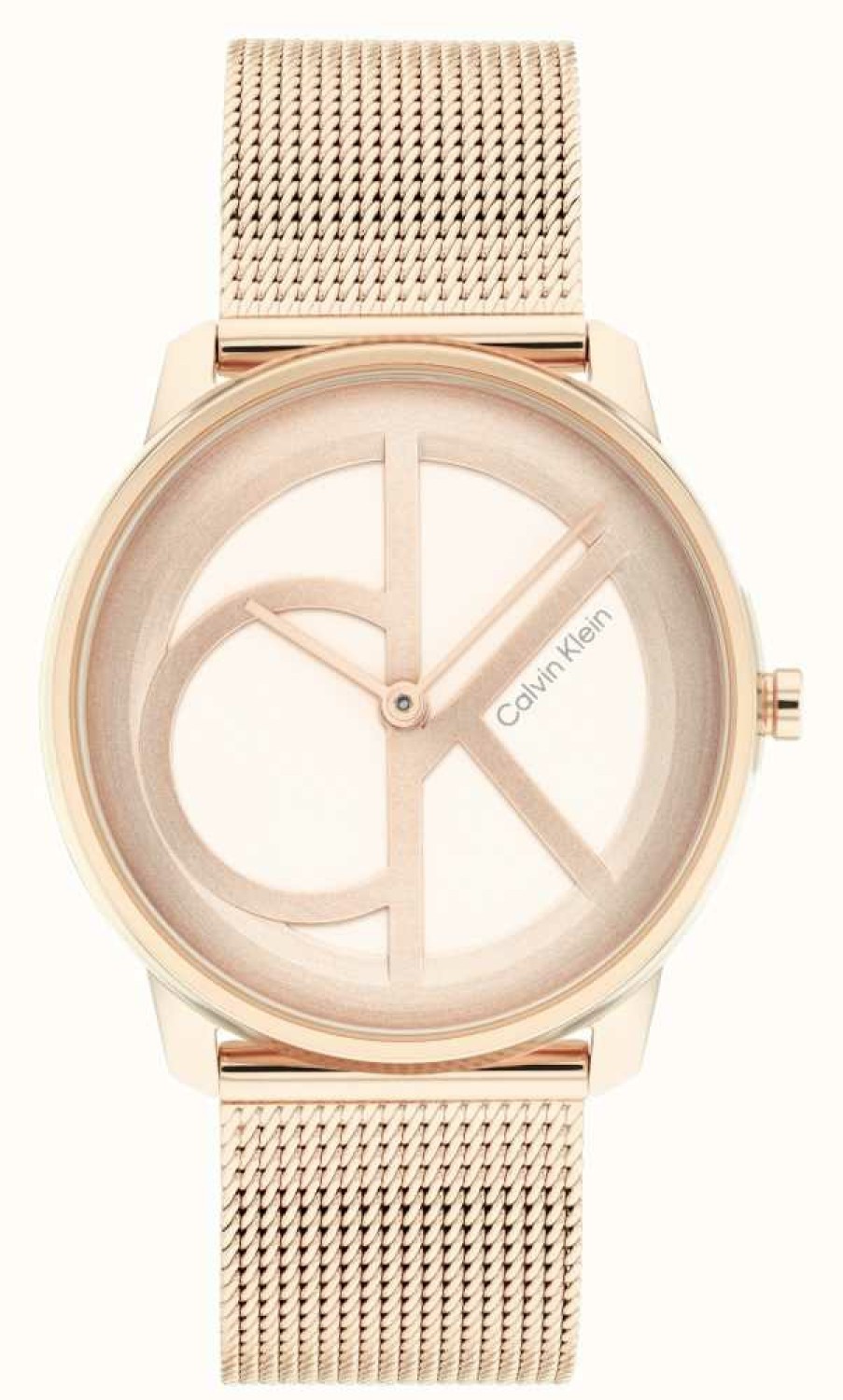 Men'S Calvin Klein | Calvin Klein Rose Gold Ck Dial | Rose Gold Steel Mesh Bracelet