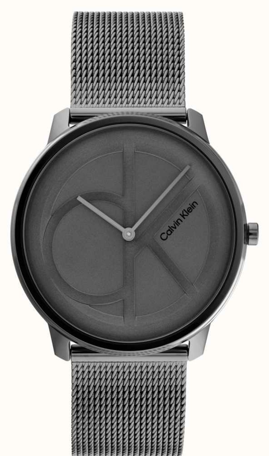 Men'S Calvin Klein | Calvin Klein Dark Grey Ck Dial | Dark Grey Steel Mesh Bracelet