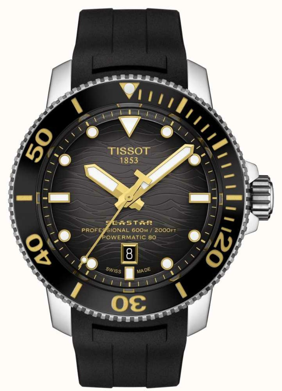 Men'S Tissot | Tissot Seastar 2000 | Powermatic 80 | Black Silicone