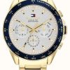 Men'S Tommy Hilfiger | Tommy Hilfiger Men'S Owen | White Dial | Gold Plated Bracelet