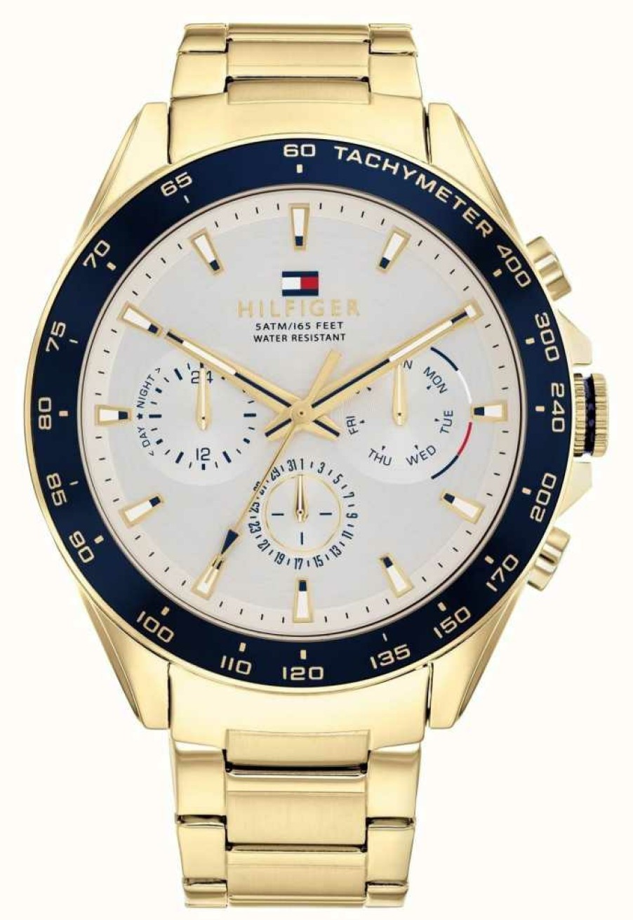 Men'S Tommy Hilfiger | Tommy Hilfiger Men'S Owen | White Dial | Gold Plated Bracelet