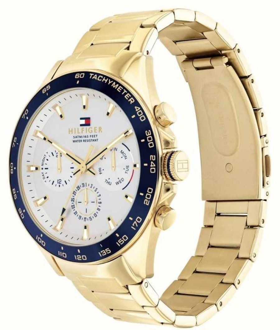 Men'S Tommy Hilfiger | Tommy Hilfiger Men'S Owen | White Dial | Gold Plated Bracelet