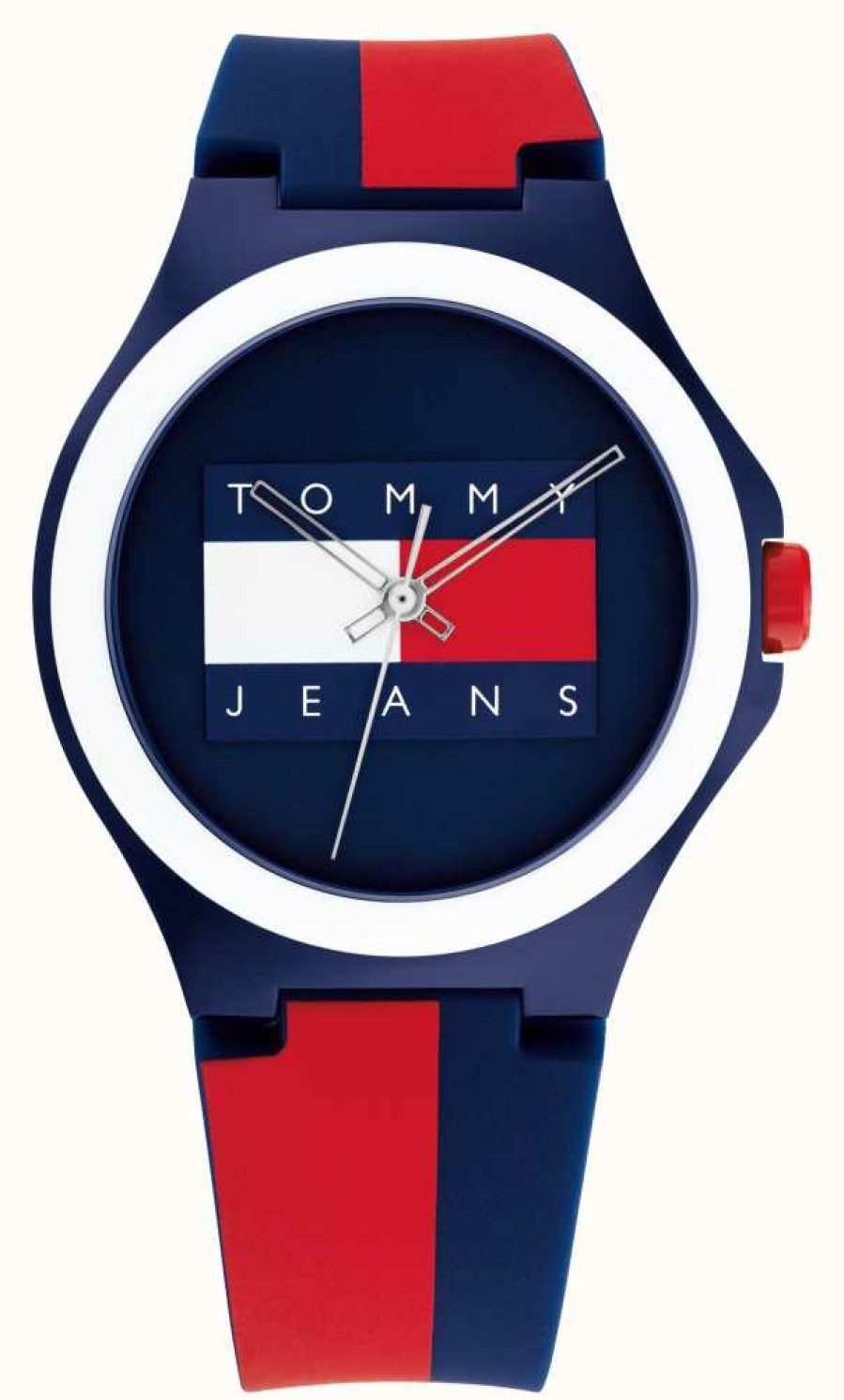 Men'S Tommy Hilfiger | Tommy Jeans Berlin Blue, Red And White Silicone Strap Watch