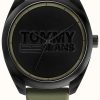 Men'S Tommy Hilfiger | Tommy Jeans Men'S San Diego | Black Dial | Green Silicone Strap