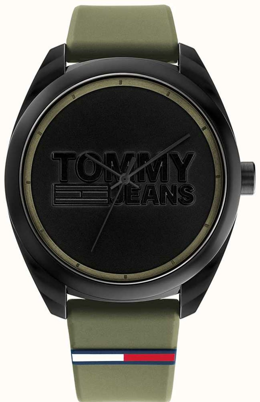 Men'S Tommy Hilfiger | Tommy Jeans Men'S San Diego | Black Dial | Green Silicone Strap