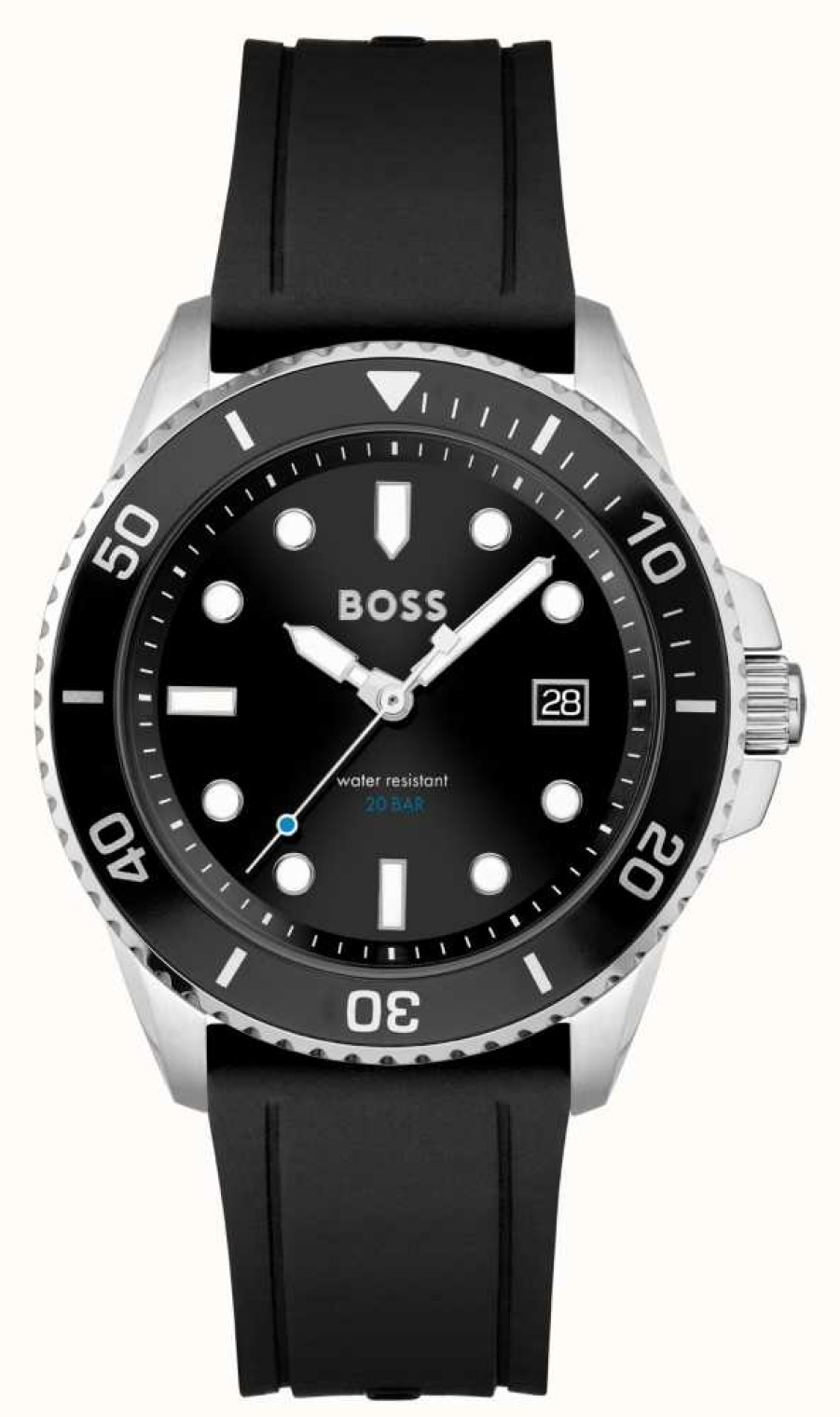 Men'S BOSS | Boss Men'S Ace | Black Dial | Black Rubber Strap