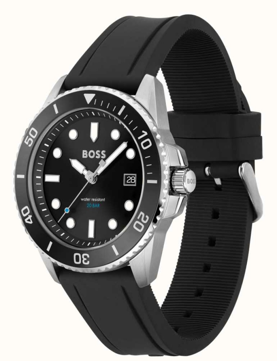 Men'S BOSS | Boss Men'S Ace | Black Dial | Black Rubber Strap